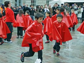 waterproof cape dancing in Somerset House