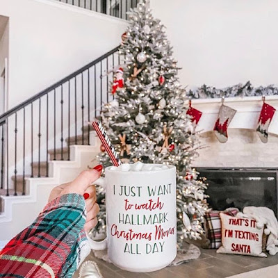 "I just want to watch Hallmark Christmas movies all day" mug cup, "Mingle All the Way", Jen Lilley