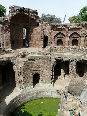 A view of the baoli in Feroz Shah Kotla fort