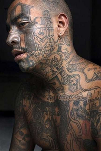 A gang tattoo marks someone as being a part of either a prison gang or a