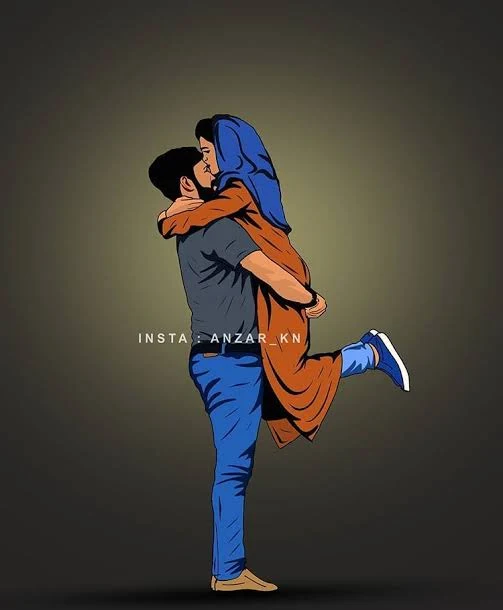 Hijab Cartoon Couple pic