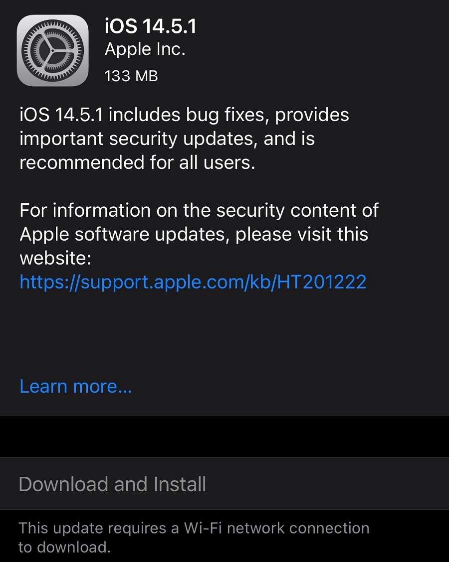 iOS 14.5.1 Features