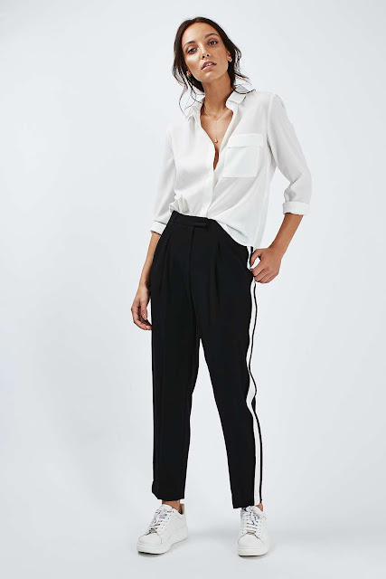 Topshop Side Stripe Peg Trousers