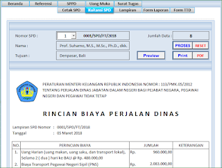 Aplikasi Excel SPPD dan Surat Tugas Versi 2