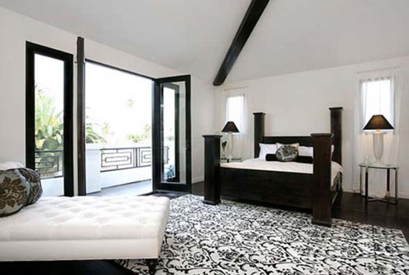 beautiful black white bedroom interior