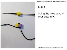 Click the image to view the single needle ladder stitch beading tutorial step 5 image larger.