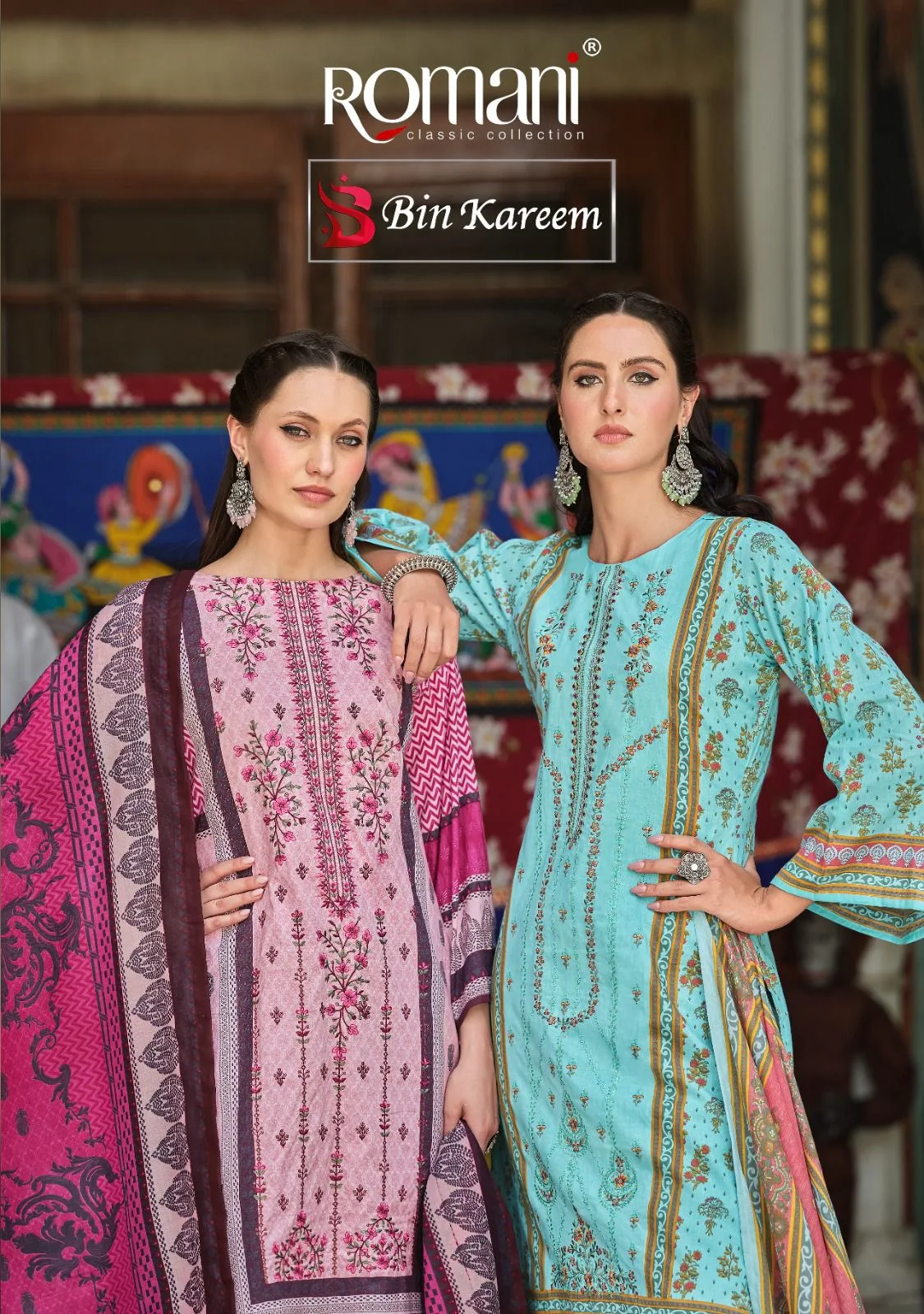 Bin Kareem Romani Cotton Embroidery Work Karachi Salwar Suits