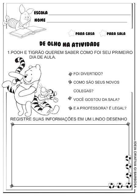 Atividade Volta às aulas para casa  e para sala