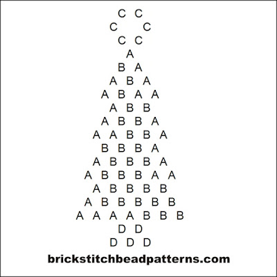 Click for a larger image of the Very Green Christmas Tree brick stitch bead pattern word chart.