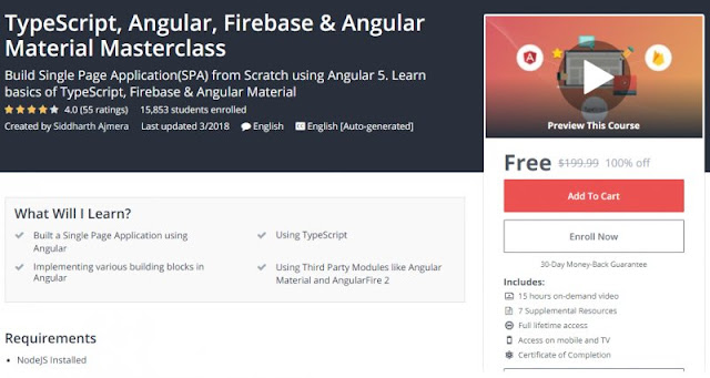 [100% Off] TypeScript, Angular, Firebase & Angular Material Masterclass| Worth 199,99$ 