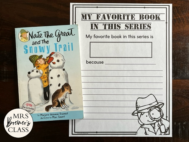 Nate the Great and the Snowy Trail book study activities unit with literacy companion activities for First Grade and Second Grade