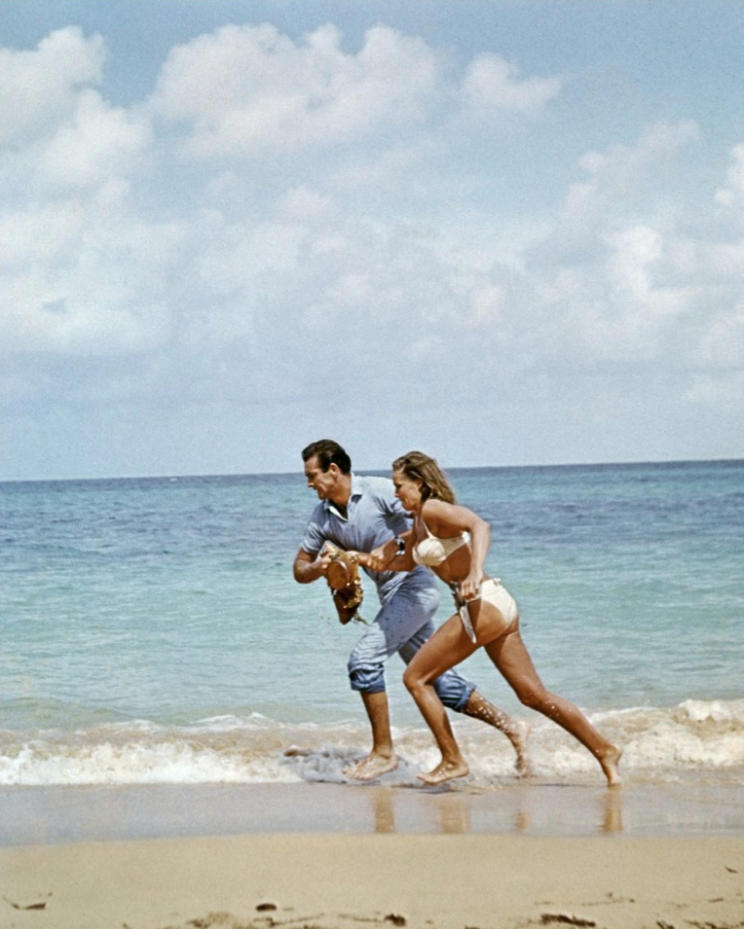 Ursula Andress on the set of Dr No 1962