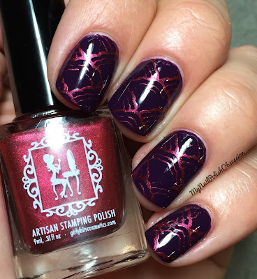 Girly Bits Transparent Frosted Stamper & Firebrick Stamping Polish