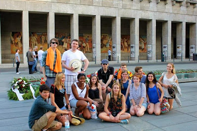 Max Lingner's three- metre by 24-metre long mural "Aufbau der Republik" (Building the Republic) is allowed to remain in situ. (Photos from my 2012 Bavarian International School class trip on the anniversary of the uprising).