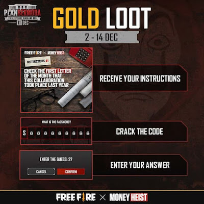 Free Fire x Money Heist event - Gold Loot