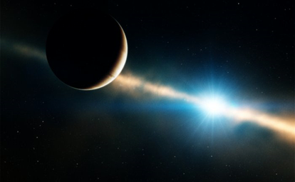 ilustração de uma anã marrom orbitando uma estrela anã branca