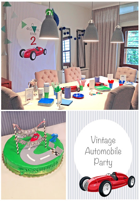 vintage automobile party, classic red race car birthday ideas