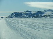 . from the ice road heading back into town from the Ice Runway (airport). (antarctica )