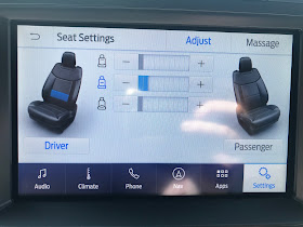 Seat massaging control screen in 2020 Ford Expedition Platinum