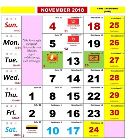 Kalendar Kuda November 2018