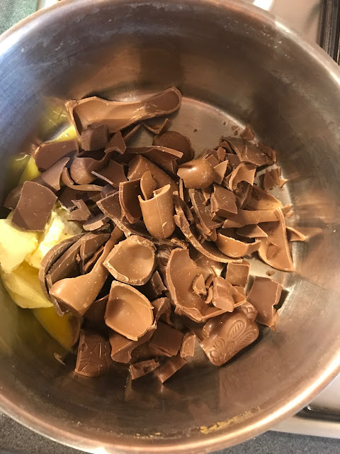 Melting butter and chocolate in a pan