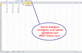 Excelde #ad? hatasi nedir?Nasil Duzeltilir?