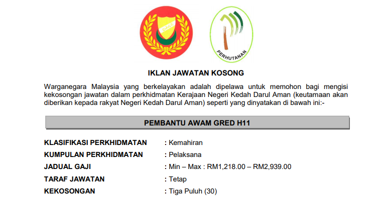 Jawatan Kosong Di Jabatan Perhutanan Negeri Kedah Appjawatan Malaysia