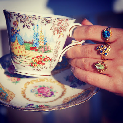 teacup costume jewelry rings