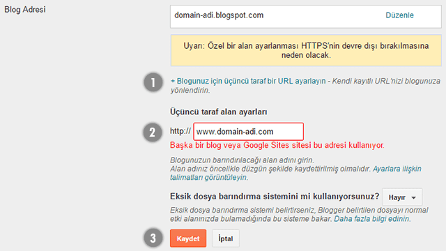 Blogger Domain Ekleme ve Yönlendirme Blog alan adı/domain alma