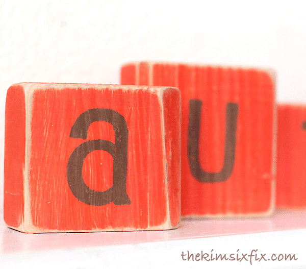 Sanded letter blocks