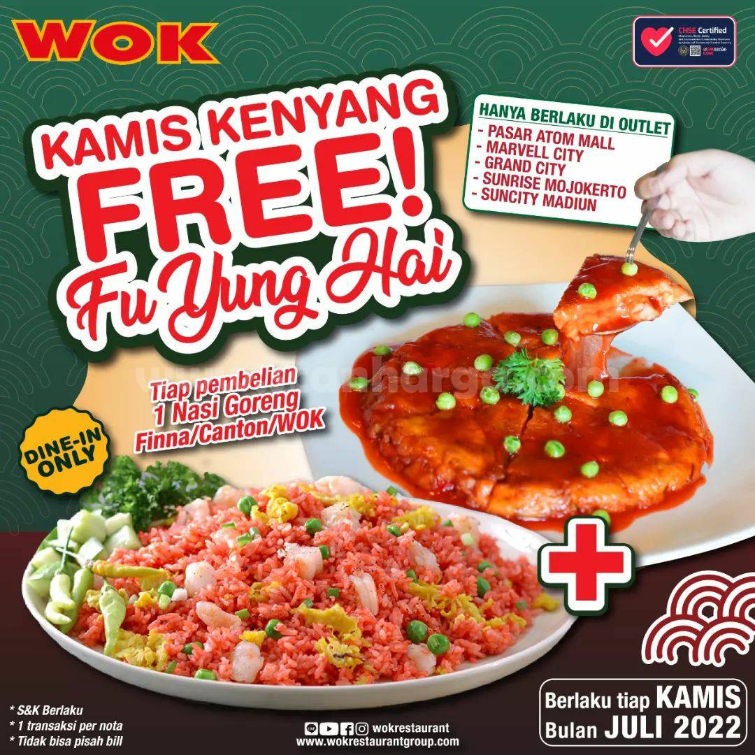 WOK Restaurant Promo GRATIS Fu Yung Hai setiap Kamis