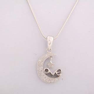CZ Moon and Star Pendant 