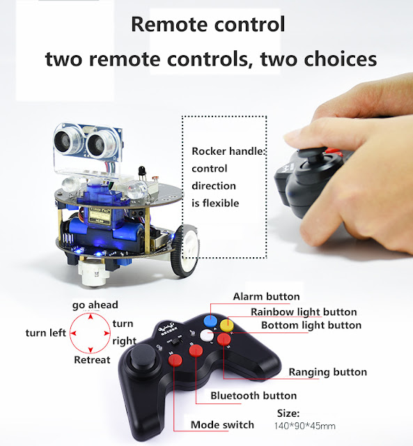 Mini Crabot Cratch Programmable Educational Smart Robot DIY Kit for Arduino with Handle Remote Infrared Remote Control Support USB Charging