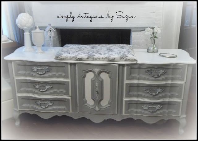 dresser, french provincial, before, after, chalk paint, annie sloan, paris grey, white, 