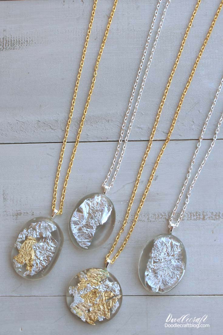 Gold and Silver Leaf Resin Pendants