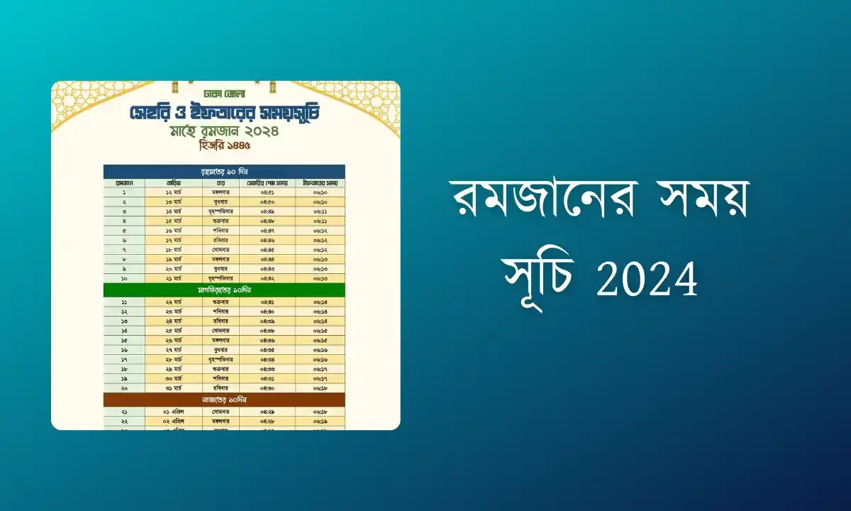 রমজানের সময় সূচি 2024