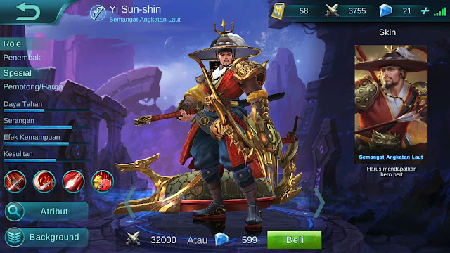 Hero Yi Sun Shin ( Semangat Angkatan Laut ) Dangerous Attack Damage Build Set up Gear