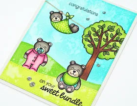 Sunny Studio Stamps: Sweet Bundle Baby Card by Stephanie Klauck (using Baby Bear & Summer Picnic)
