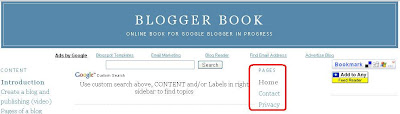 Blogger static pages tabs in sidebar