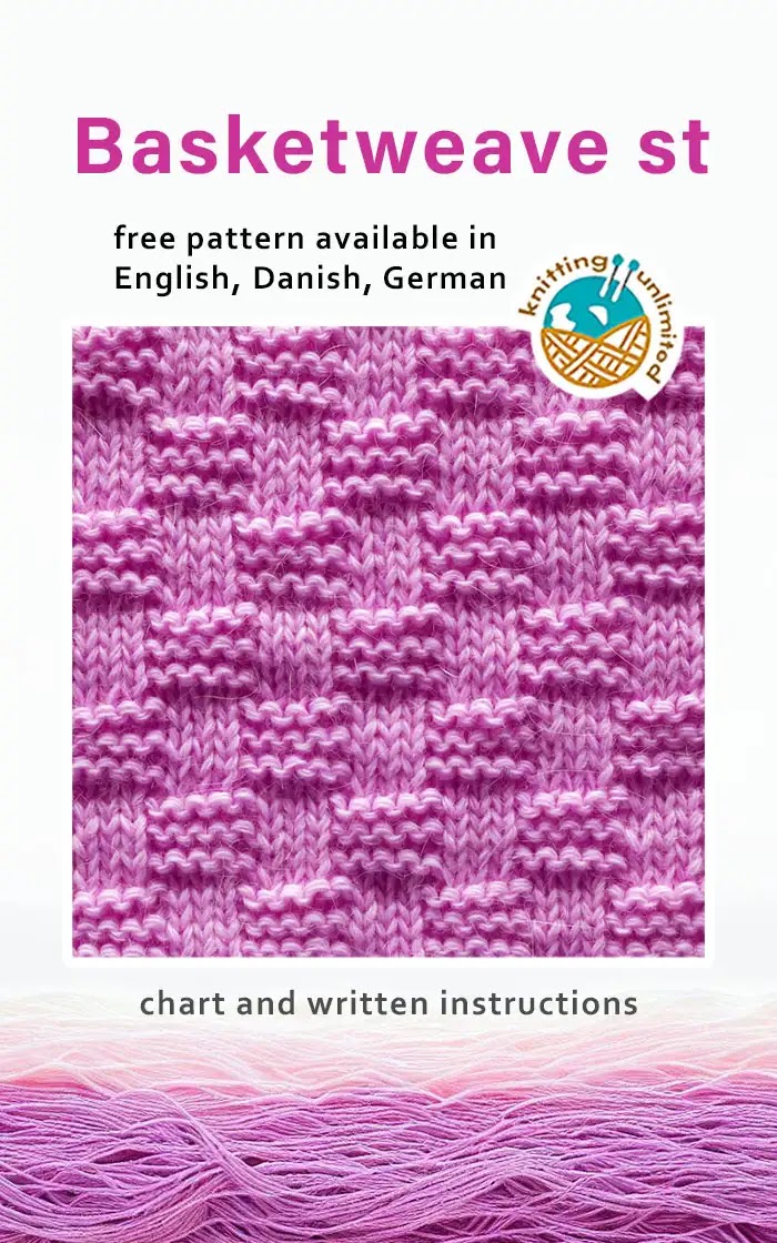 Basketweave stitch s offered in three languages - English, Danish, and German - and all versions are available for free