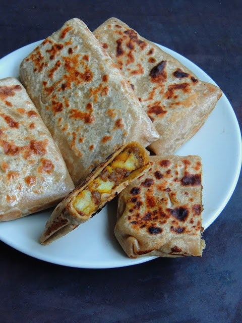 Potato & Meat Paratha, Folded Potato & Meat Roti