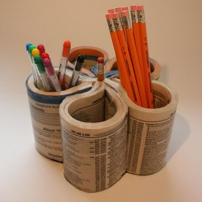Kerajinan Tangan Unik dan Mudah Tempat Pensil dari Kertas Koran Bekas