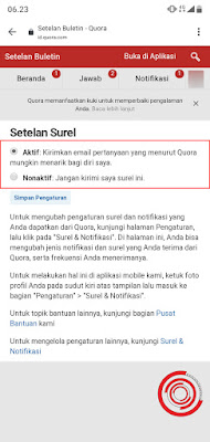 3. Nah pada Setelan Surel, silakan ubah dari Aktif ke Nonaktif