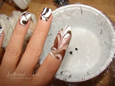 nails nailart nail art Spellbound mani manicure Halloween water marble October Nail-Aween Challenge black white LA Colors