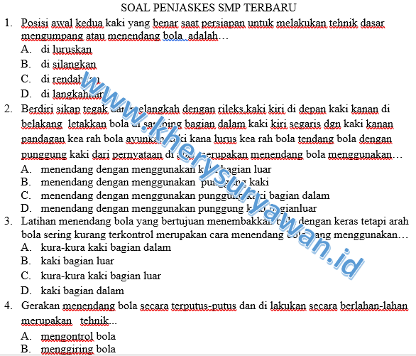 Soal Dan Kunci Penjas Kelas 7 8 9 Smp Terbaru Kherysuryawan Id