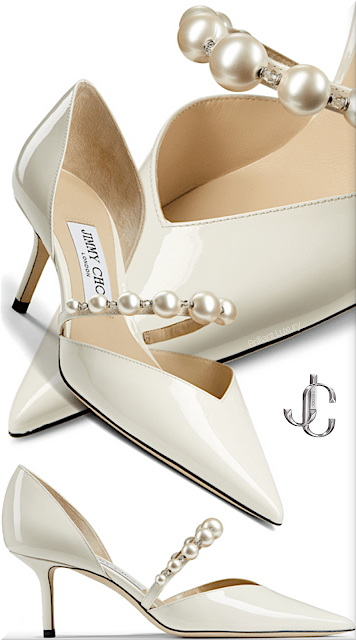 ♦Jimmy Choo Aurelie latte patent leather pointed toe pumps with pearl embellishment #jimmychoo #shoes #brilliantluxury