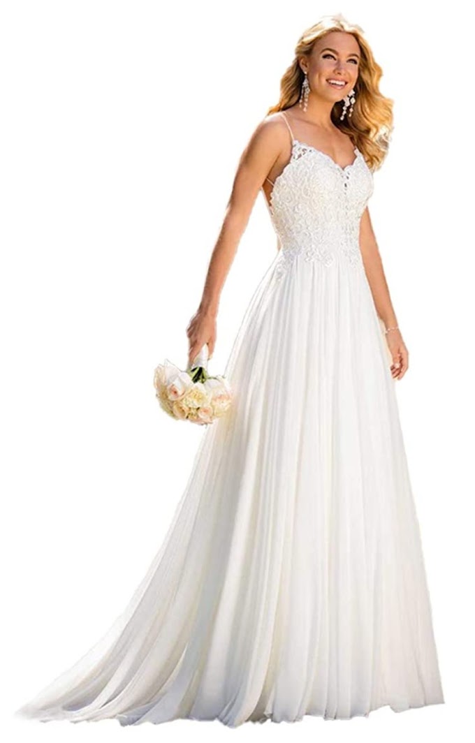 Wedding dress Browneyes Fashion - Wedding Dress for Bride 2019 White A Line Lace Summer Vintage Wedding Gowns