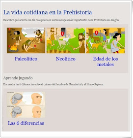 "La vida cotidiana en la Prehistoria" (Láminas interactivas de Primaria)