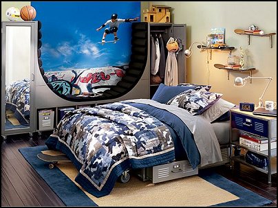 Skateboarding theme bedroom decor and skateboarding theme decorating 