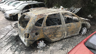 Los vehículos afectados por el fuego en Llano